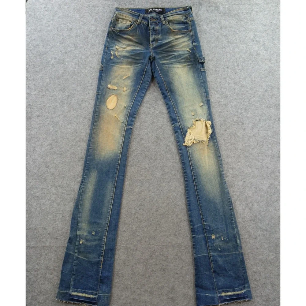 Valabasas Jeans Mens 29 Blue Combat Distressed Boot Cut Streetwear New